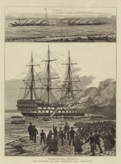 El incendio del barco escuela Goliath de Joseph Nash